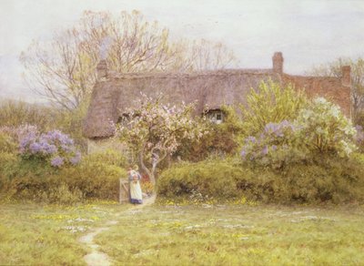 コテージ、淡水、ワイト島 作： Helen Allingham